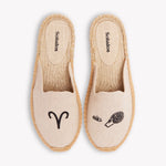 Women's Smoking Mule Espadrille | Embroidery | Aries - Natural Undyed - Womens Espadrilles - Aries - Natural Undyed - ET2C - 
