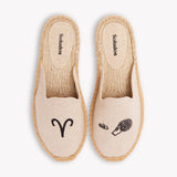 Women's Smoking Mule Espadrille | Embroidery | Aries - Natural Undyed - Womens Espadrilles - Aries - Natural Undyed - ET2C - 