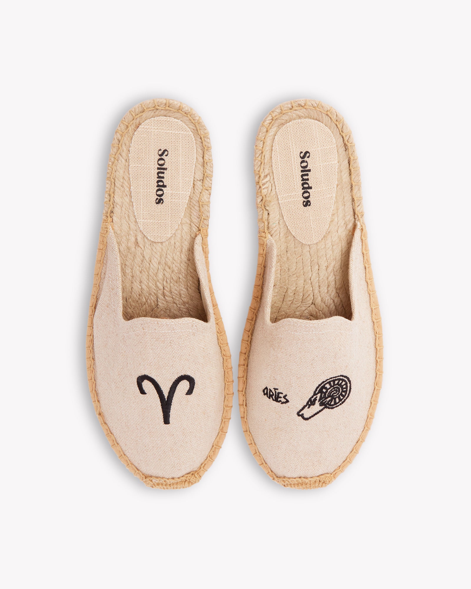 Women's Smoking Mule Espadrille | Embroidery | Aries - Natural Undyed - Womens Espadrilles - Aries - Natural Undyed - ET2C - 