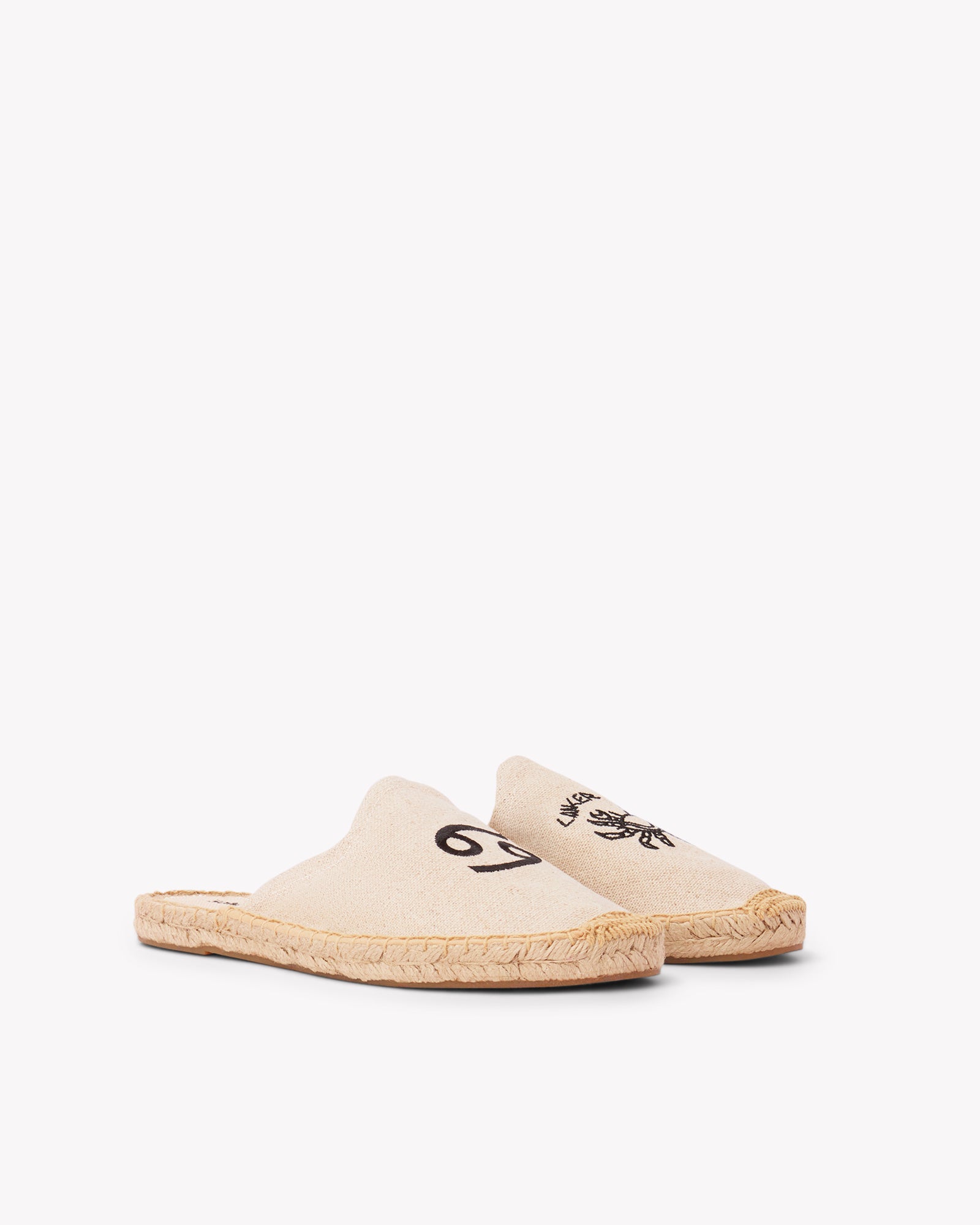 Women's Smoking Mule Espadrille | Embroidery | Cancer - Natural Undyed - Womens Espadrilles - Cancer - Natural Undyed - ET2C - 