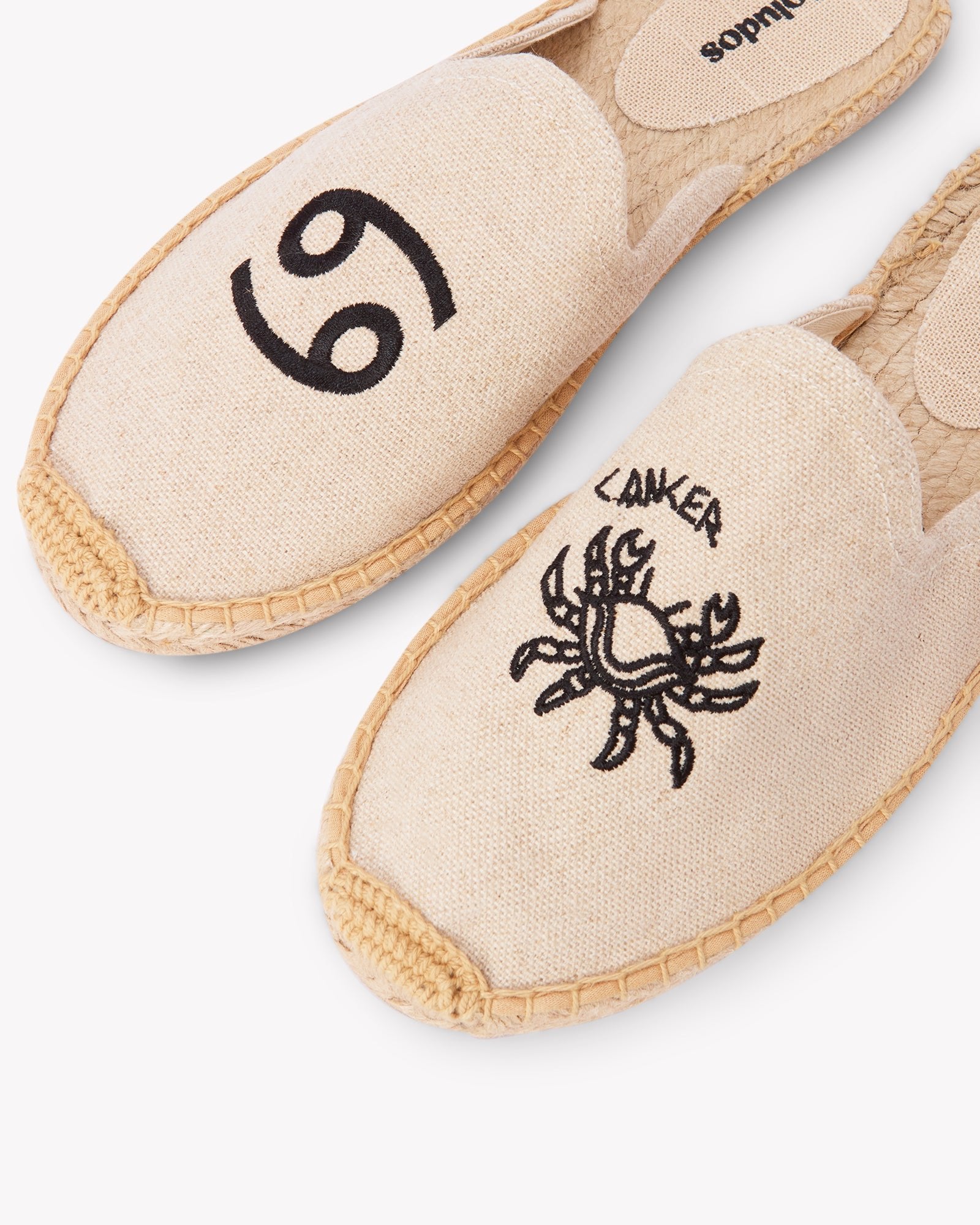 Women's Smoking Mule Espadrille | Embroidery | Cancer - Natural Undyed - Womens Espadrilles - Cancer - Natural Undyed - ET2C - 