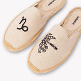 Women's Smoking Mule Espadrille | Embroidery | Capricorn - Natural Undyed