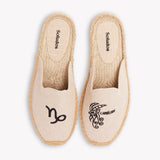Women's Smoking Mule Espadrille | Embroidery | Capricorn - Natural Undyed