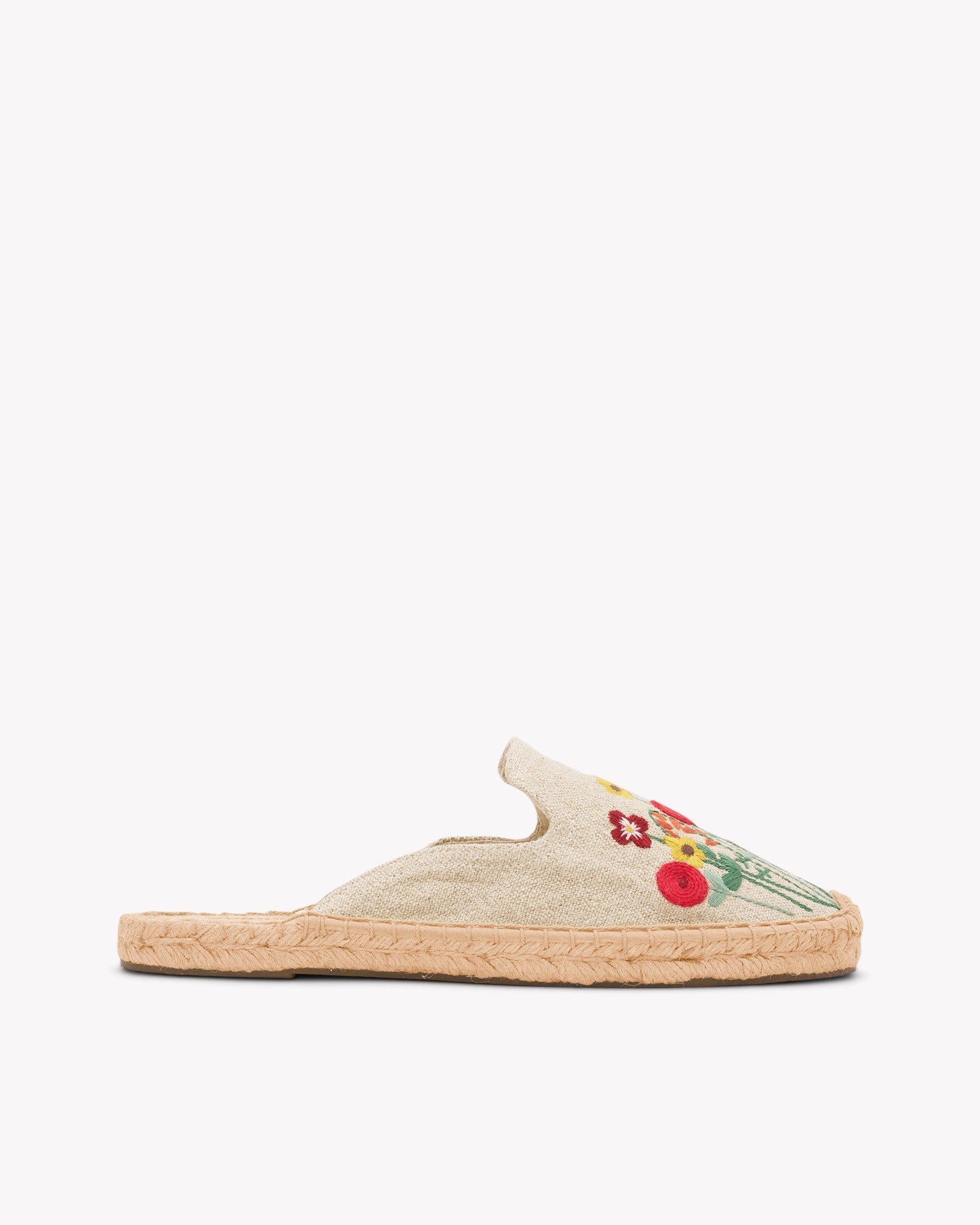 Womens_Espadrilles_The Smoking Mule_Embroidery_Natural Undyed - Summer Flowers - Women's Espadrilles - Natural Undyed - Summer Flowers - Soludos - 