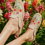 Women's Smoking Mule Espadrille | Embroidery | Summer Flowers - Natural Undyed - Women's Espadrilles - Natural Undyed - Summer Flowers - Soludos -