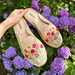 Women's Smoking Mule Espadrille | Embroidery | Summer Flowers - Natural Undyed - Women's Espadrilles - Natural Undyed - Summer Flowers - Soludos -