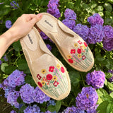 Women's Smoking Mule Espadrille | Embroidery | Summer Flowers - Natural Undyed - Women's Espadrilles - Natural Undyed - Summer Flowers - Soludos -