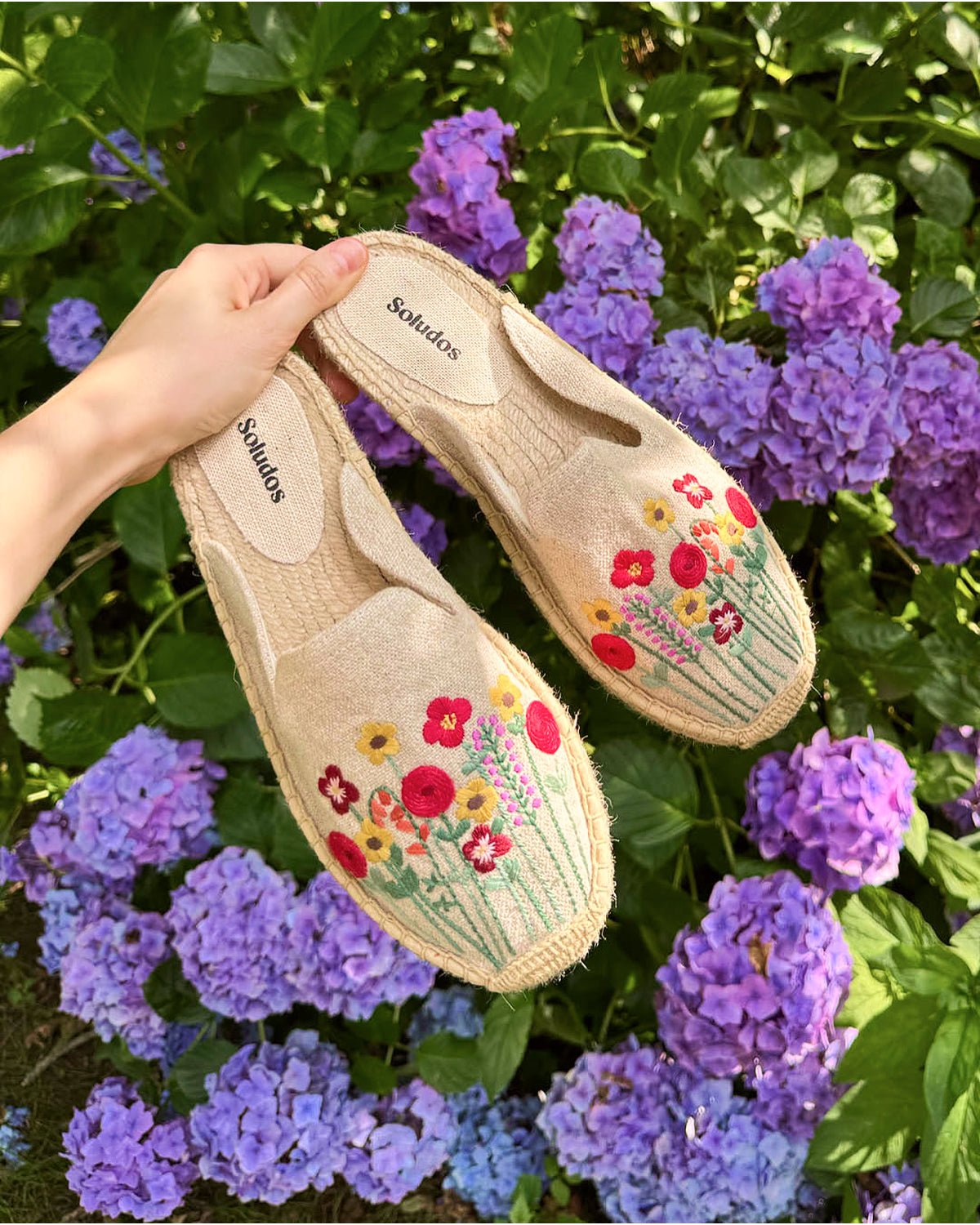 Women's Smoking Mule Espadrille | Embroidery | Summer Flowers - Natural Undyed - Women's Espadrilles - Natural Undyed - Summer Flowers - Soludos -