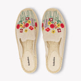 Womens_Espadrilles_The Smoking Mule_Embroidery_Natural Undyed - Summer Flowers - Women's Espadrilles - Natural Undyed - Summer Flowers - Soludos - 