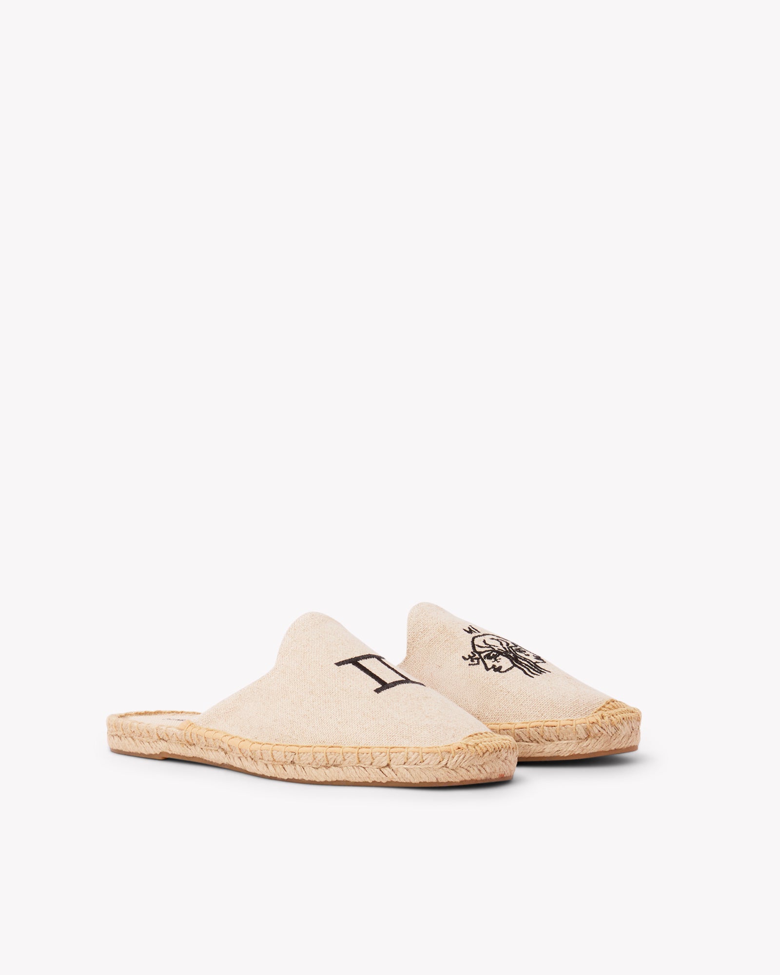Women's Smoking Mule Espadrille | Embroidery | Gemini - Natural Undyed - Womens Espadrilles - Gemini - Natural Undyed - ET2C - 