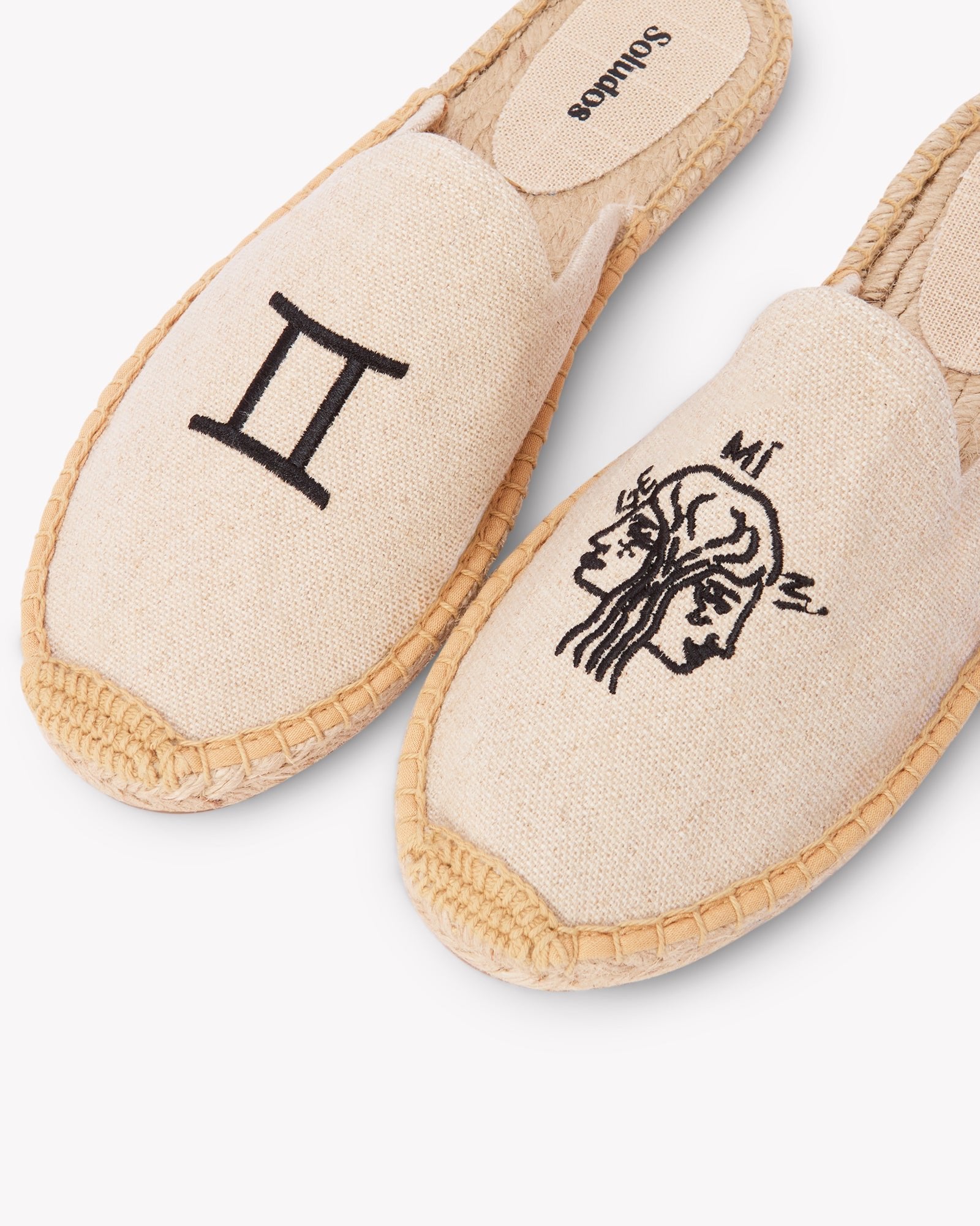 Women's Smoking Mule Espadrille | Embroidery | Gemini - Natural Undyed - Womens Espadrilles - Gemini - Natural Undyed - ET2C - 