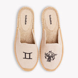 Women's Smoking Mule Espadrille | Embroidery | Gemini - Natural Undyed - Womens Espadrilles - Gemini - Natural Undyed - ET2C - 