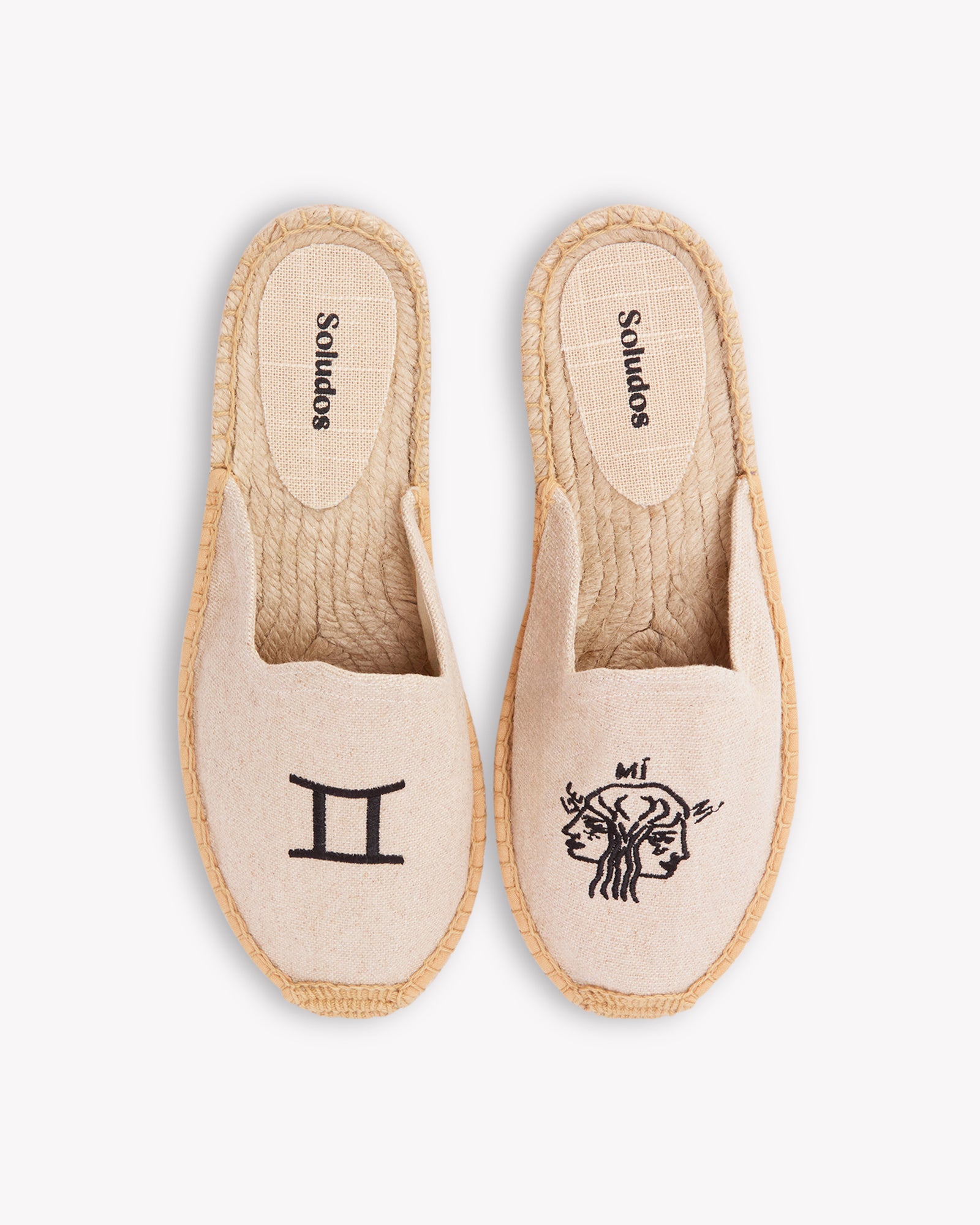 Women's Smoking Mule Espadrille | Embroidery | Gemini - Natural Undyed - Womens Espadrilles - Gemini - Natural Undyed - ET2C - 