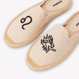Women's Smoking Mule Espadrille | Embroidery | Leo - Natural Undyed