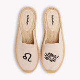 Women's Smoking Mule Espadrille | Embroidery | Libra - Natural Undyed