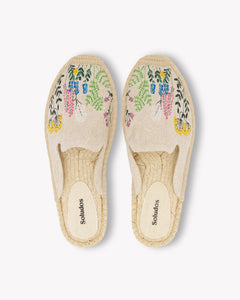 Womens_Espadrilles_The Smoking Mule_Embroidery_Natural Undyed - Lavender Fields - Women's Espadrilles - Natural Undyed - Lavender Fields - Soludos - 