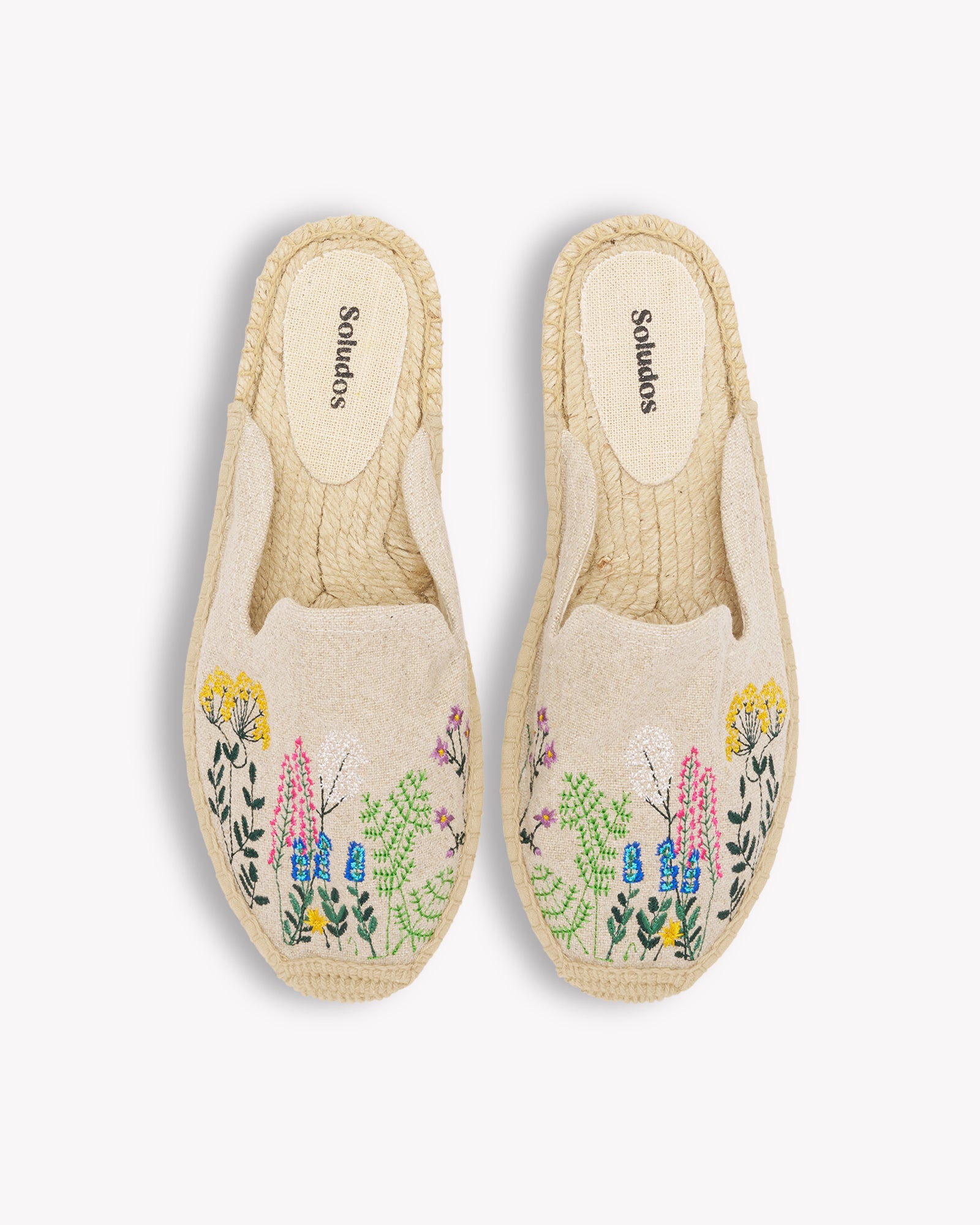 Women's Smoking Mule Espadrille | Embroidery | Lavender Fields - Natural Undyed - Women's Espadrilles - Natural Undyed - Lavender Fields - Soludos - 