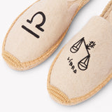 Women's Smoking Mule Espadrille | Embroidery | Libra - Natural Undyed