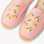 Women's Smoking Mule Espadrille | Embroidery | Lemons - Dusty Rose Pink - Womens Espadrilles - Lemons - Dusty Rose Pink - ET2C - 