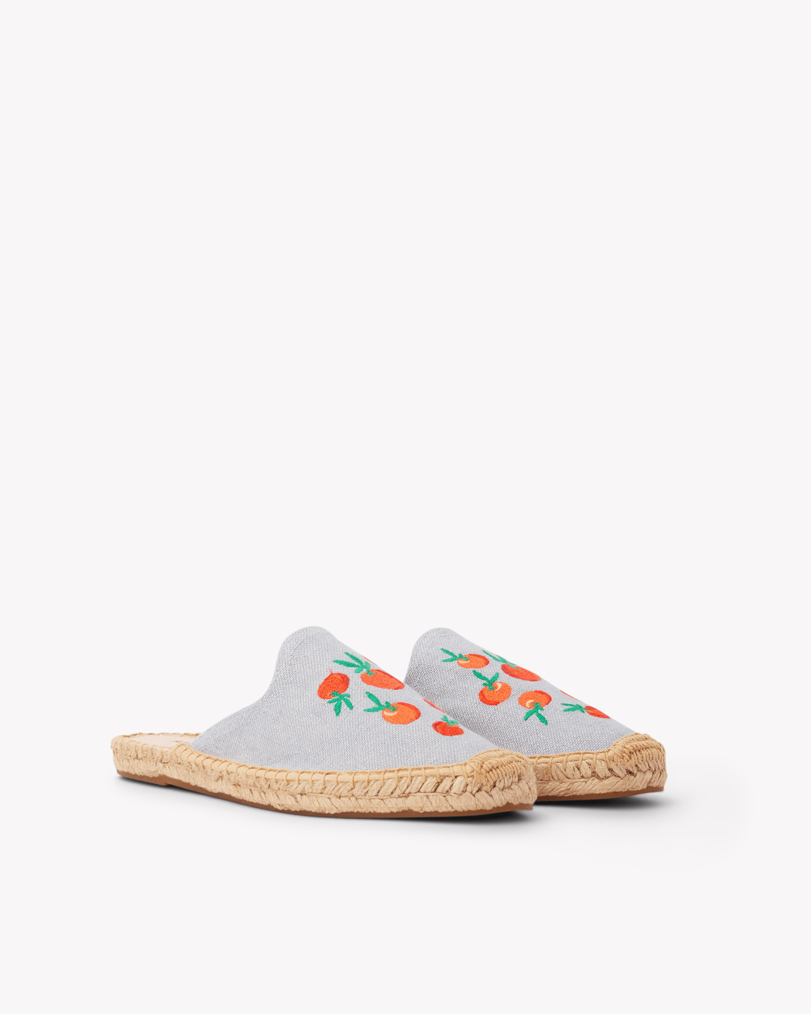 Women's Smoking Mule Espadrille | Embroidery | Oranges - Dolphin Blue - Womens Espadrilles - Oranges - Dolphin Blue - ET2C - 
