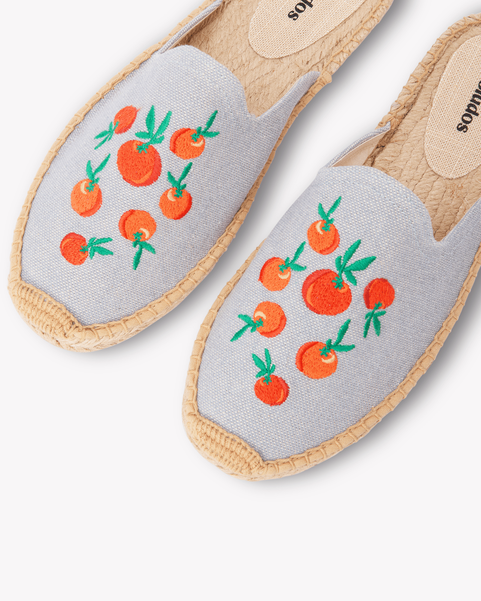 Women's Smoking Mule Espadrille | Embroidery | Oranges - Dolphin Blue - Womens Espadrilles - Oranges - Dolphin Blue - ET2C - 