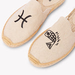 Women's Smoking Mule Espadrille | Embroidery | Pisces - Natural Undyed - Womens Espadrilles - Natural Undyed - ET2C - 