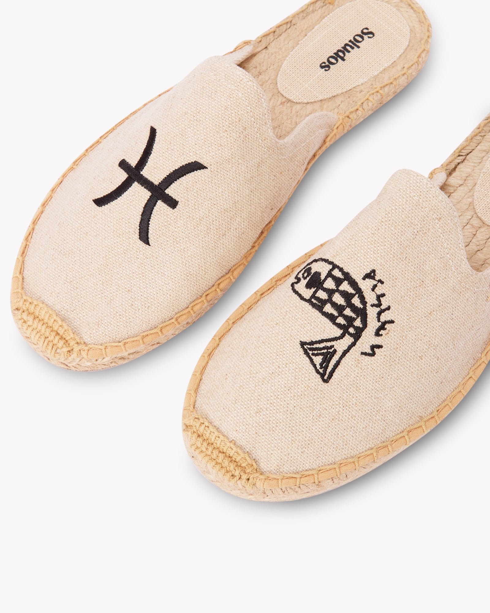 Women's Smoking Mule Espadrille | Embroidery | Pisces - Natural Undyed - Womens Espadrilles - Natural Undyed - ET2C - 