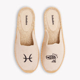 Women's Smoking Mule Espadrille | Embroidery | Pisces - Natural Undyed - Womens Espadrilles - Natural Undyed - ET2C - 