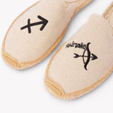 Women's Smoking Mule Espadrille | Embroidery | Sagittarius - Natural Undyed
