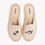 Women's Smoking Mule Espadrille | Embroidery | Sagittarius - Natural Undyed