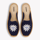 Women's Smoking Mule Espadrille | Embroidery | Sun Burst - Armada Blue