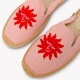 Women's Smoking Mule Espadrille | Embroidery | Sun Burst - Dusty Rose Pink