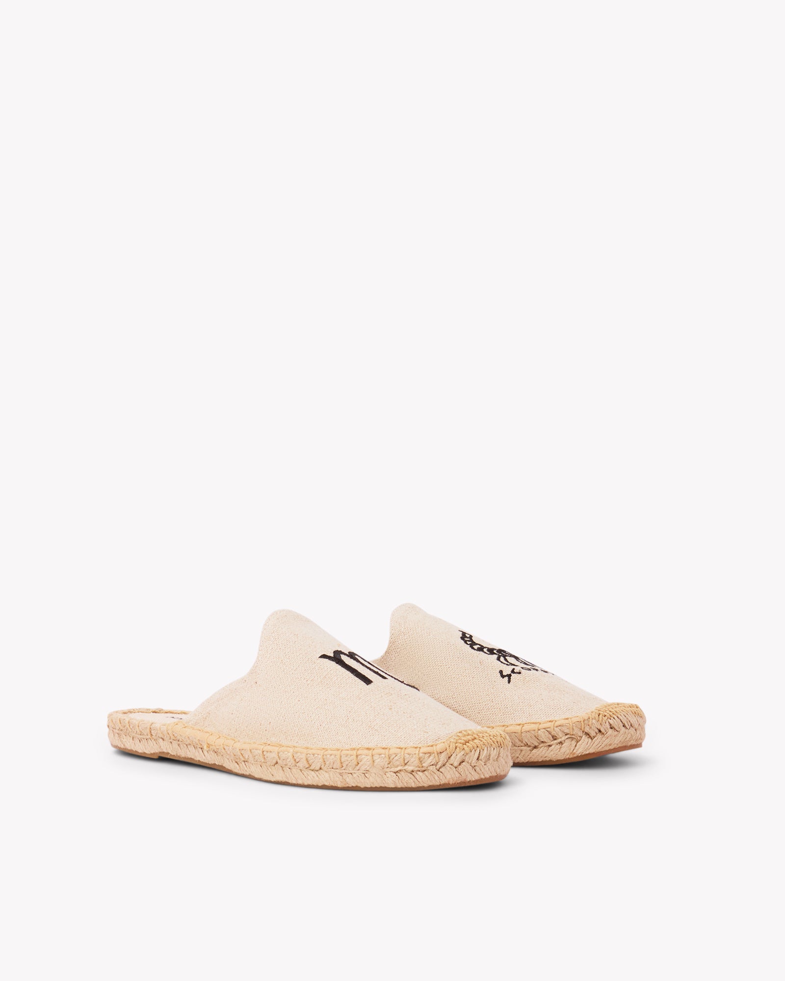 Women's Smoking Mule Espadrille | Embroidery | Scorpio - Natural Undyed - Womens Espadrilles - Scorpio - Natural Undyed - ET2C - 