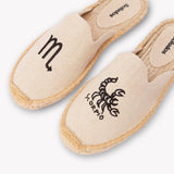 Women's Smoking Mule Espadrille | Embroidery | Scorpio - Natural Undyed - Womens Espadrilles - Scorpio - Natural Undyed - ET2C - 