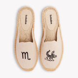 Women's Smoking Mule Espadrille | Embroidery | Scorpio - Natural Undyed - Womens Espadrilles - Scorpio - Natural Undyed - ET2C - 