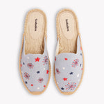 Women's Smoking Mule Espadrille | Embroidery | Stars & Stripes - Dolphin Blue - Women's Espadrilles - Stars & Stripes - Dolphin Blue - Soludos -