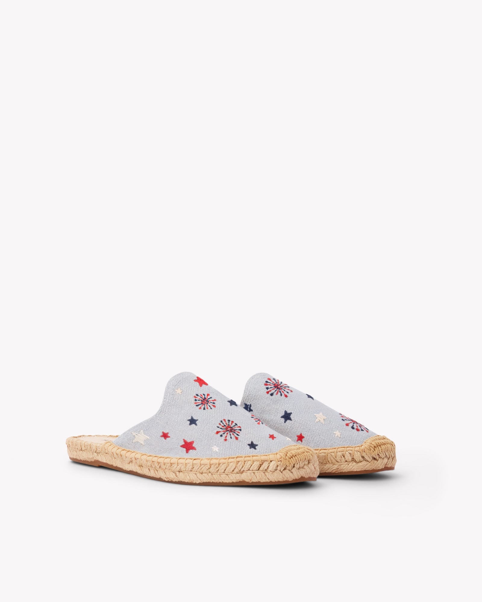 Women's Smoking Mule Espadrille | Embroidery | Stars & Stripes - Dolphin Blue - Women's Espadrilles - Stars & Stripes - Dolphin Blue - Soludos -