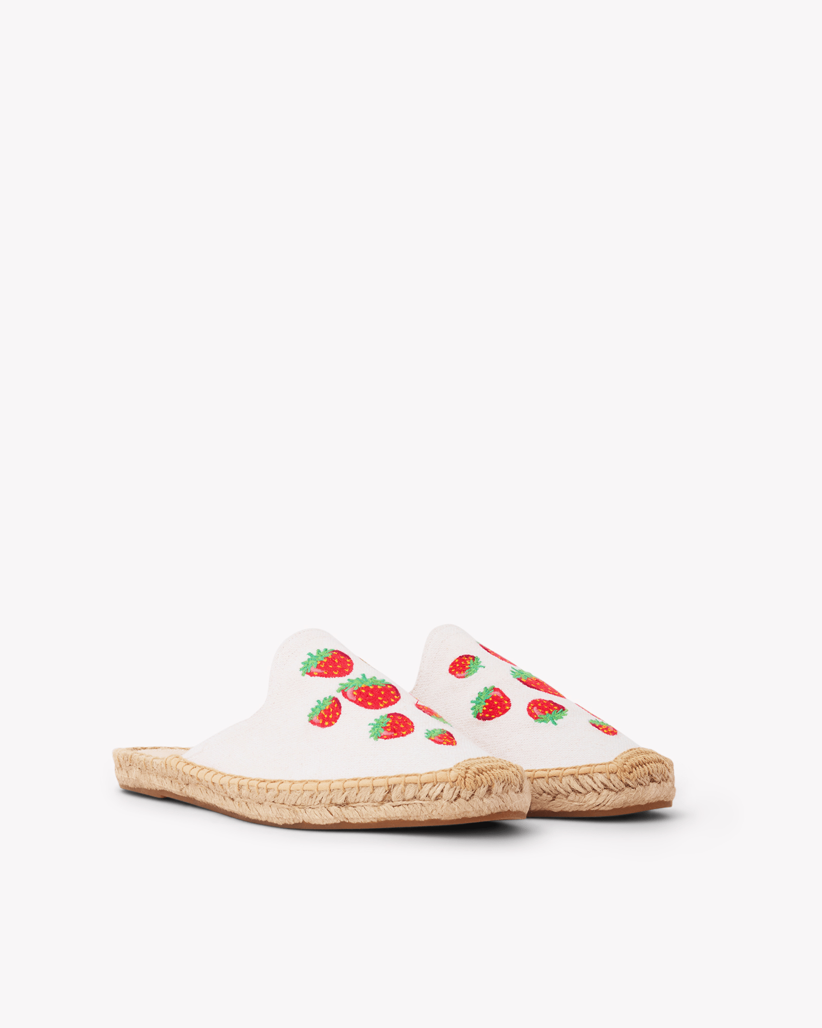 Women's Smoking Mule Espadrille | Embroidery | Strawberries - Oasis White - Womens Espadrilles - Strawberries - Oasis White - ET2C - 