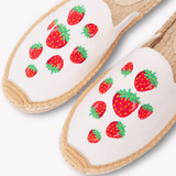 Women's Smoking Mule Espadrille | Embroidery | Strawberries - Oasis White - Womens Espadrilles - Strawberries - Oasis White - ET2C - 