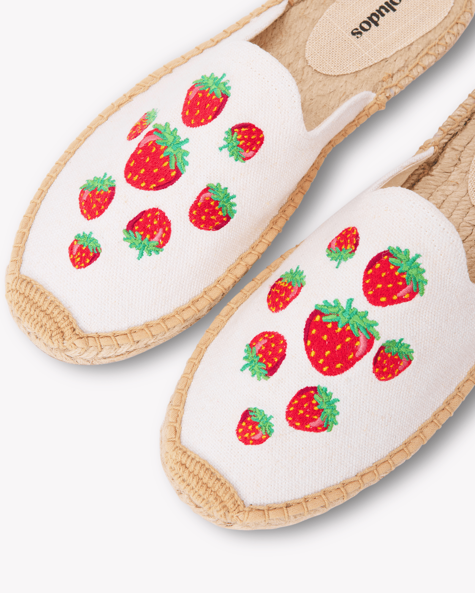 Women's Smoking Mule Espadrille | Embroidery | Strawberries - Oasis White - Womens Espadrilles - Strawberries - Oasis White - ET2C - 