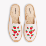 Women's Smoking Mule Espadrille | Embroidery | Strawberries - Oasis White - Womens Espadrilles - Strawberries - Oasis White - ET2C - 