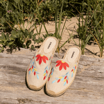 Women's Smoking Mule Espadrille | Embroidery | Tropical Florals - Natural Undyed - Women's Espadrilles - Tropical Florals - Natural Undyed - Soludos -