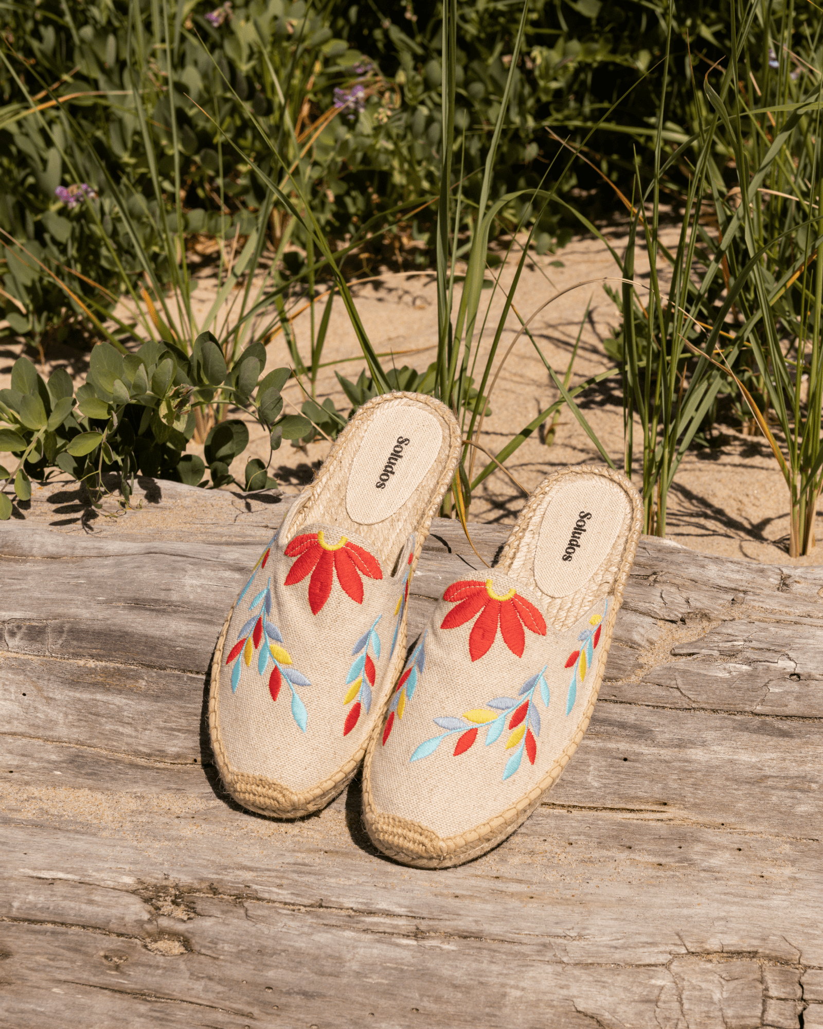Women's Smoking Mule Espadrille | Embroidery | Tropical Florals - Natural Undyed - Women's Espadrilles - Tropical Florals - Natural Undyed - Soludos -
