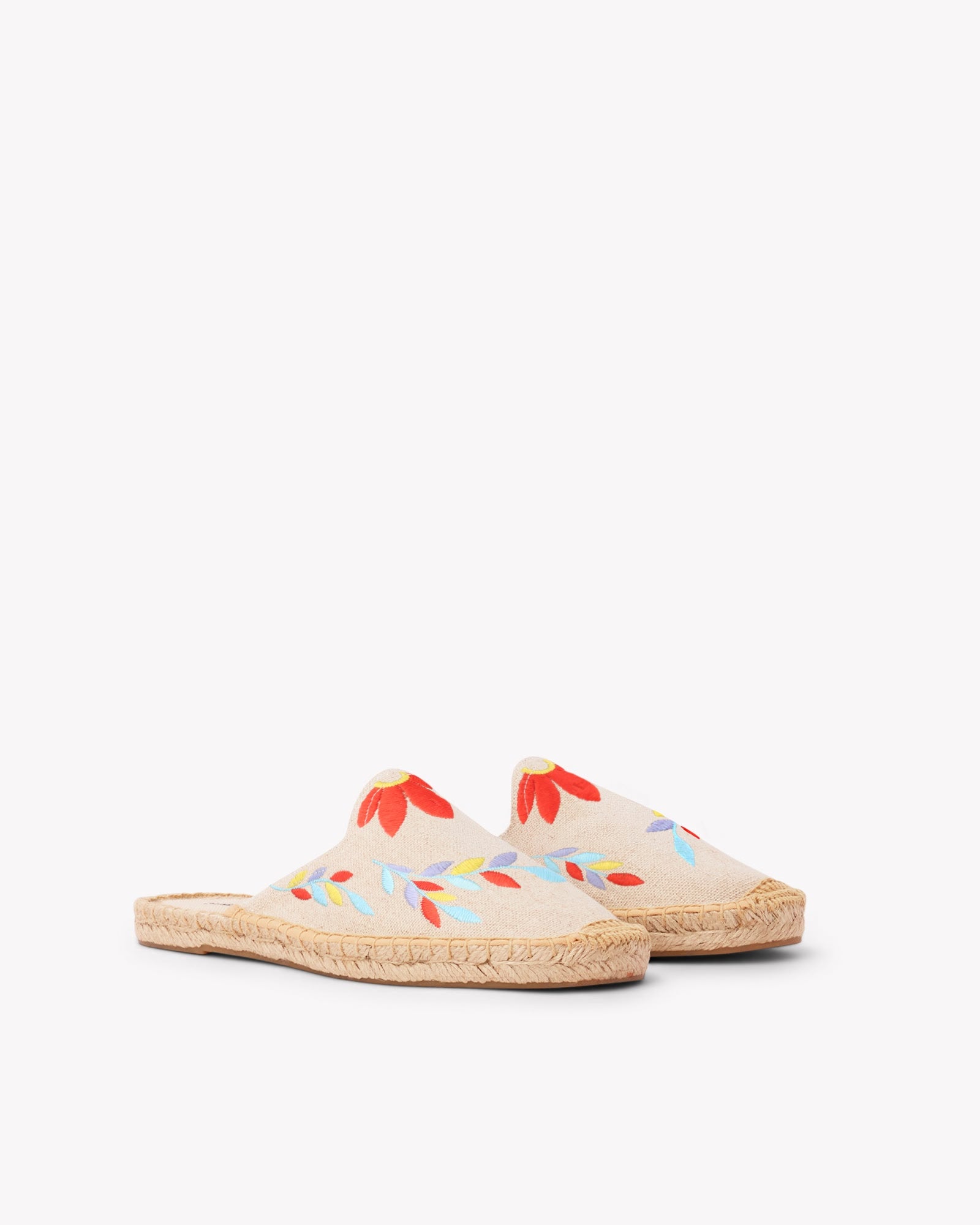 Women's Smoking Mule Espadrille | Embroidery | Tropical Florals - Natural Undyed - Women's Espadrilles - Tropical Florals - Natural Undyed - Soludos -