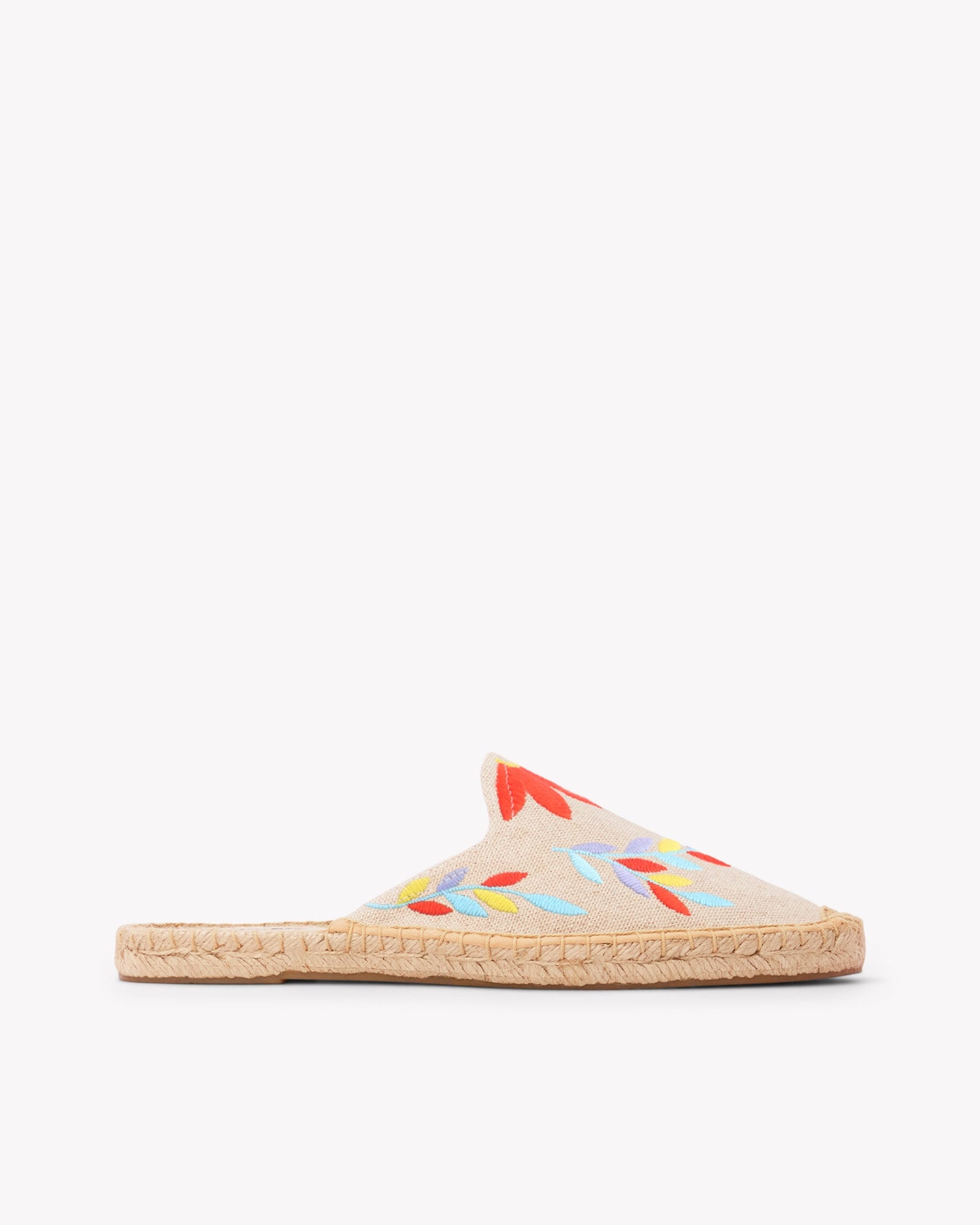 Women's Smoking Mule Espadrille | Embroidery | Tropical Florals - Natural Undyed - Women's Espadrilles - Tropical Florals - Natural Undyed - Soludos -