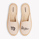 Women's Smoking Mule Espadrille | Embroidery | Virgo - Natural Undyed