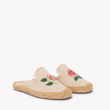 Women's Smoking Mule Espadrille | Embroidery | Vogue Roses - Natural Undyed