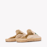Women's Smoking Mule Espadrille | Embroidery | Vogue Roses - Natural Undyed