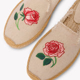 Women's Smoking Mule Espadrille | Embroidery | Vogue Roses - Natural Undyed