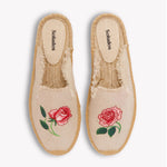 Women's Smoking Mule Espadrille | Embroidery | Wild Roses - Natural Undyed - Women's Espadrilles - Vogue Roses - Natural Undyed - Soludos - 